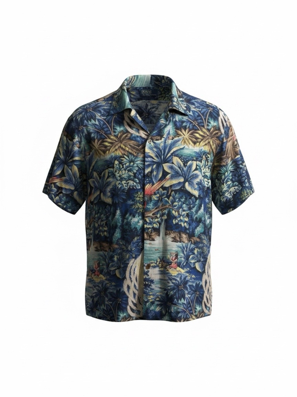 Men'sPolo by Ralph Lauren Blue Tropical Print Short-Sleeve Shirt